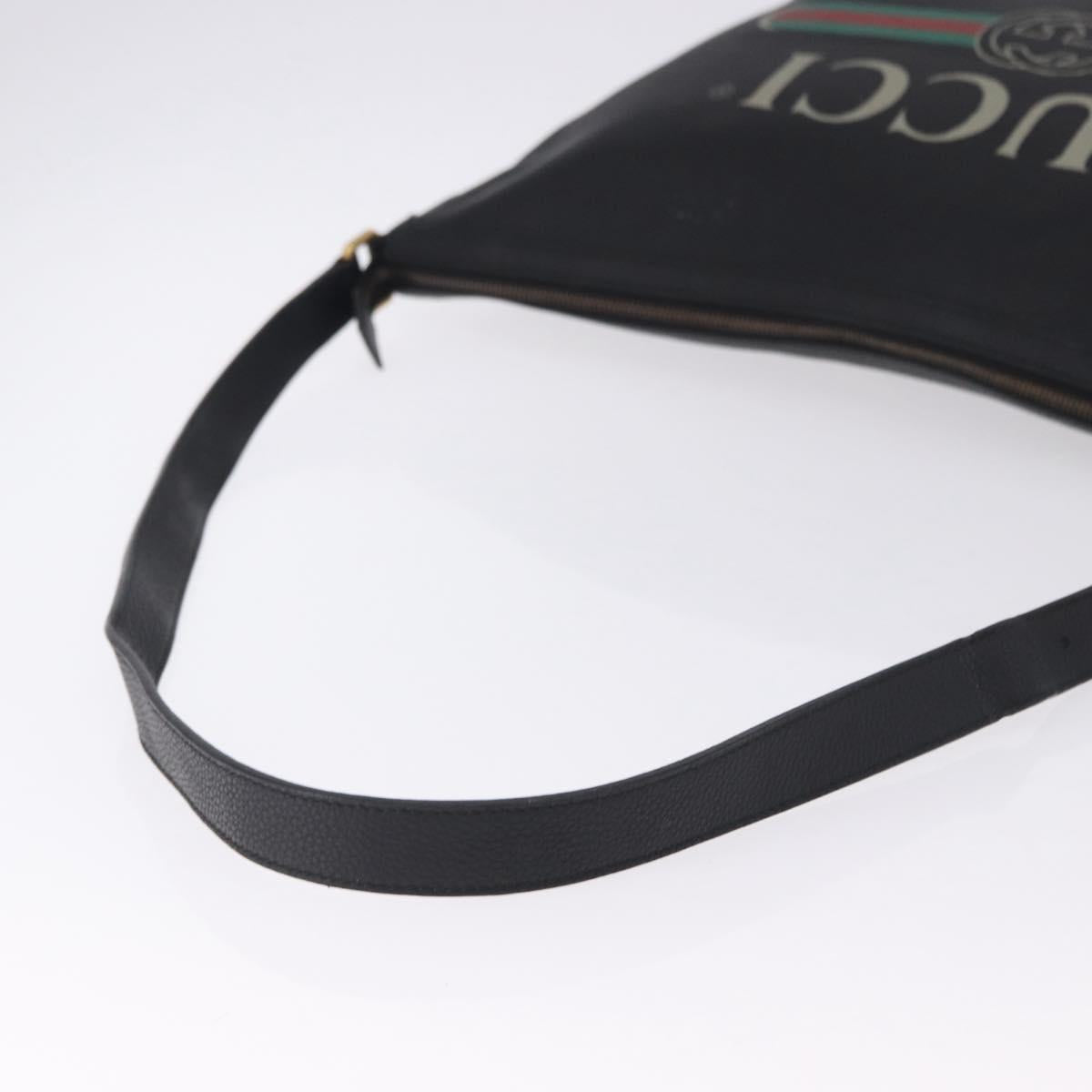 GUCCI Shoulder Bag Leather Black Gold Tone 523588 Auth 192702A