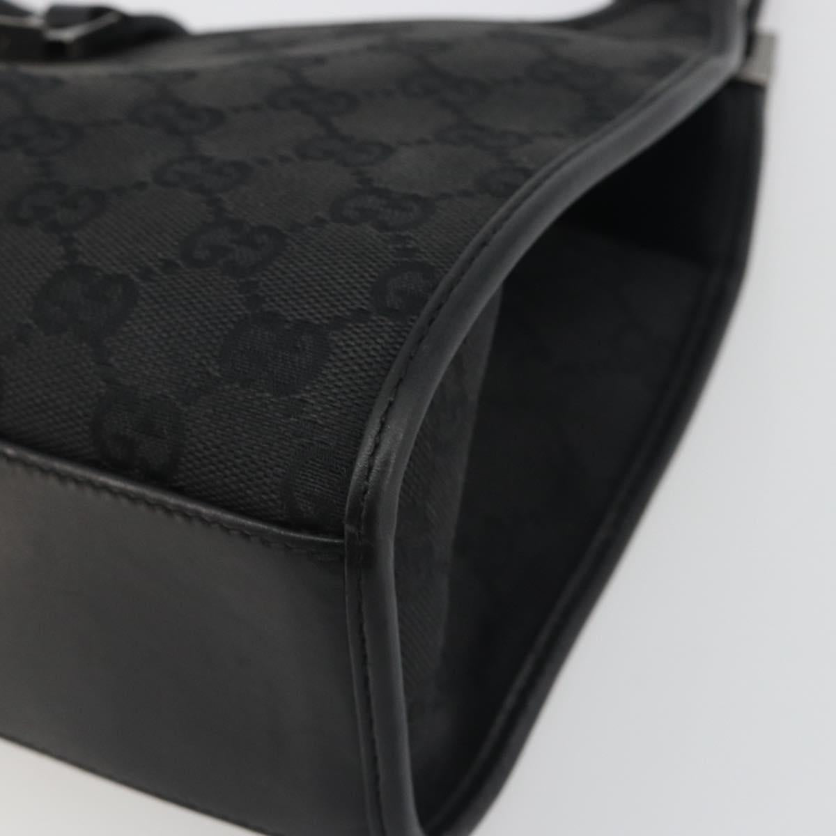 GUCCI GG Canvas Jackie Hand Bag Black Silver 01721 Auth 192703