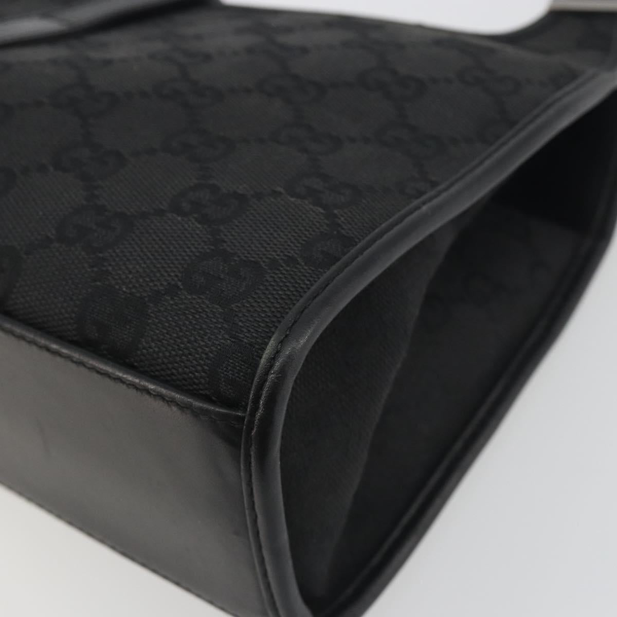 GUCCI GG Canvas Jackie Hand Bag Black Silver 01721 Auth 192703