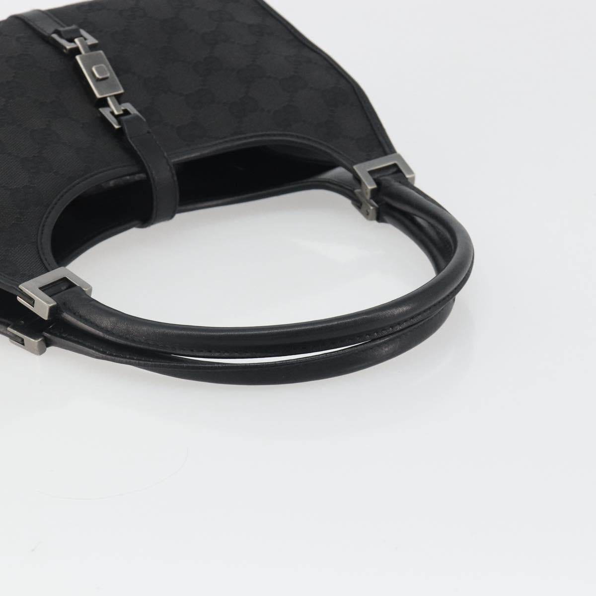 GUCCI GG Canvas Jackie Hand Bag Black Silver 01721 Auth 192703