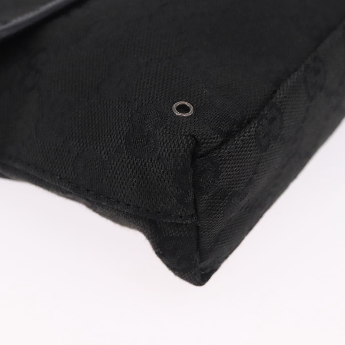 GUCCI GG Canvas Waist Bag Black Silver 92543 Auth 192704A