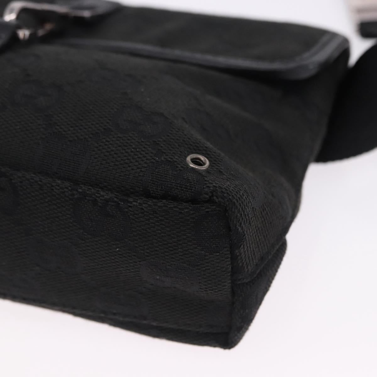 GUCCI GG Canvas Waist Bag Black Silver 92543 Auth 192704A