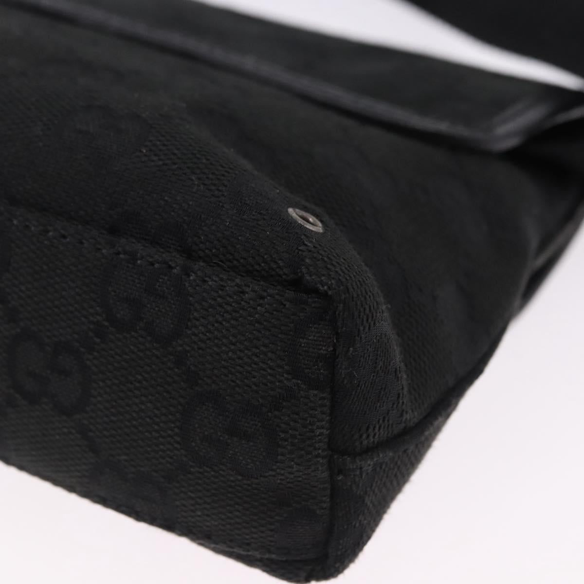 GUCCI GG Canvas Waist Bag Black Silver 92543 Auth 192704A