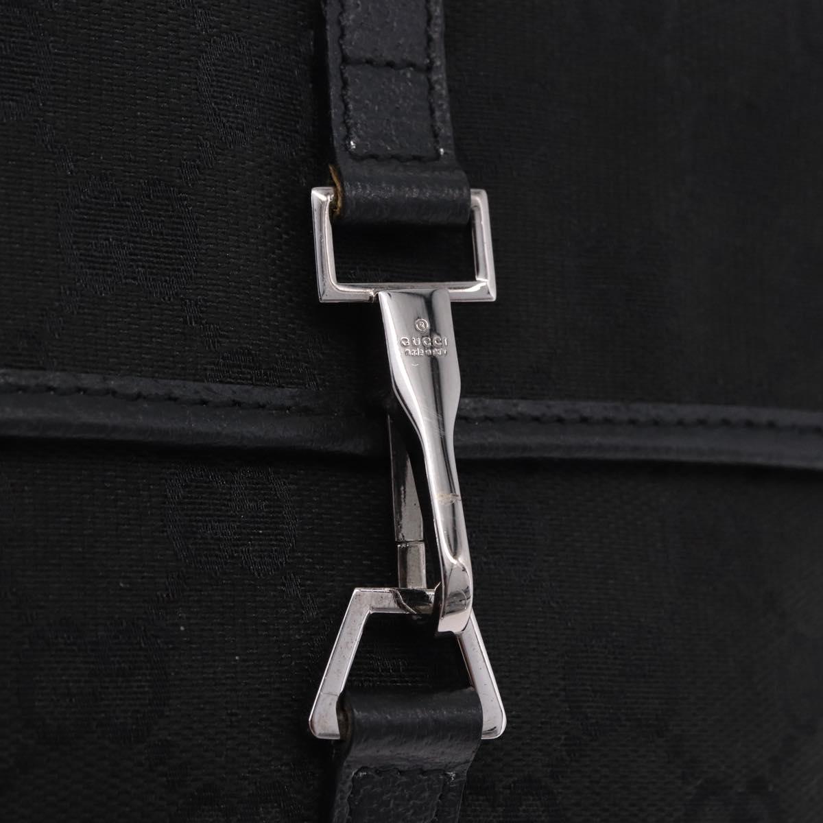 GUCCI GG Canvas Waist Bag Black Silver 92543 Auth 192704A