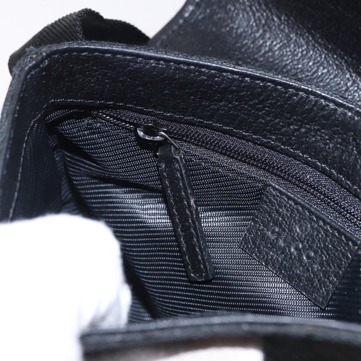 GUCCI GG Canvas Waist Bag Black Silver 92543 Auth 192704A