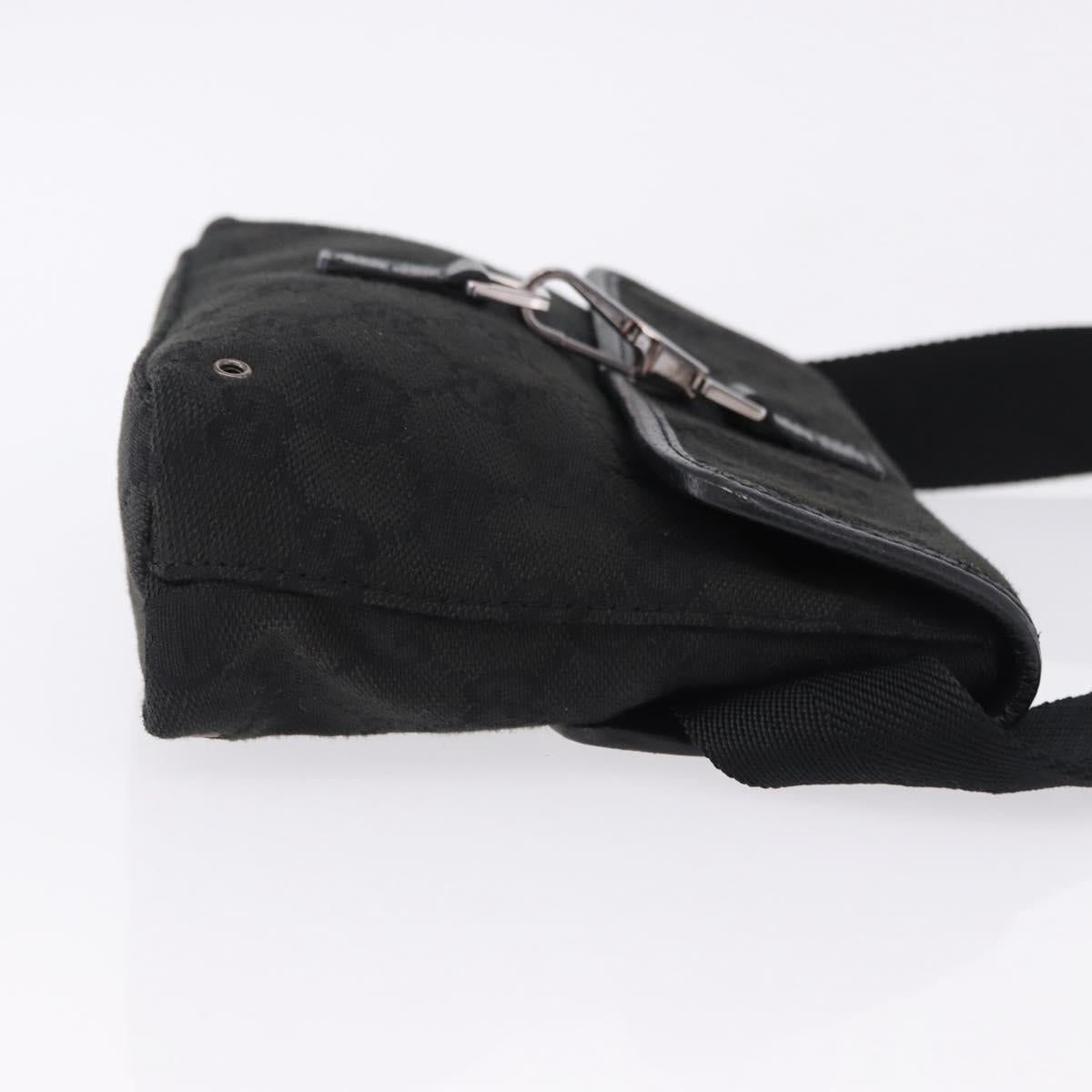 GUCCI GG Canvas Waist Bag Black Silver 92543 Auth 192704A