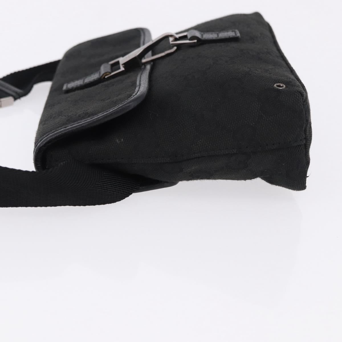 GUCCI GG Canvas Waist Bag Black Silver 92543 Auth 192704A