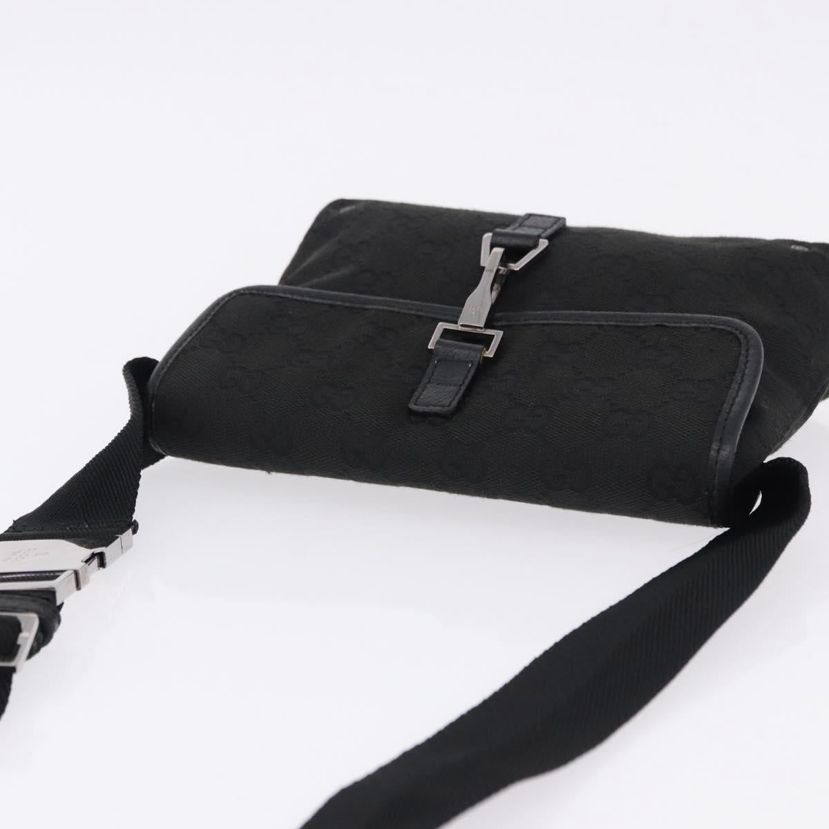 GUCCI GG Canvas Waist Bag Black Silver 92543 Auth 192704A