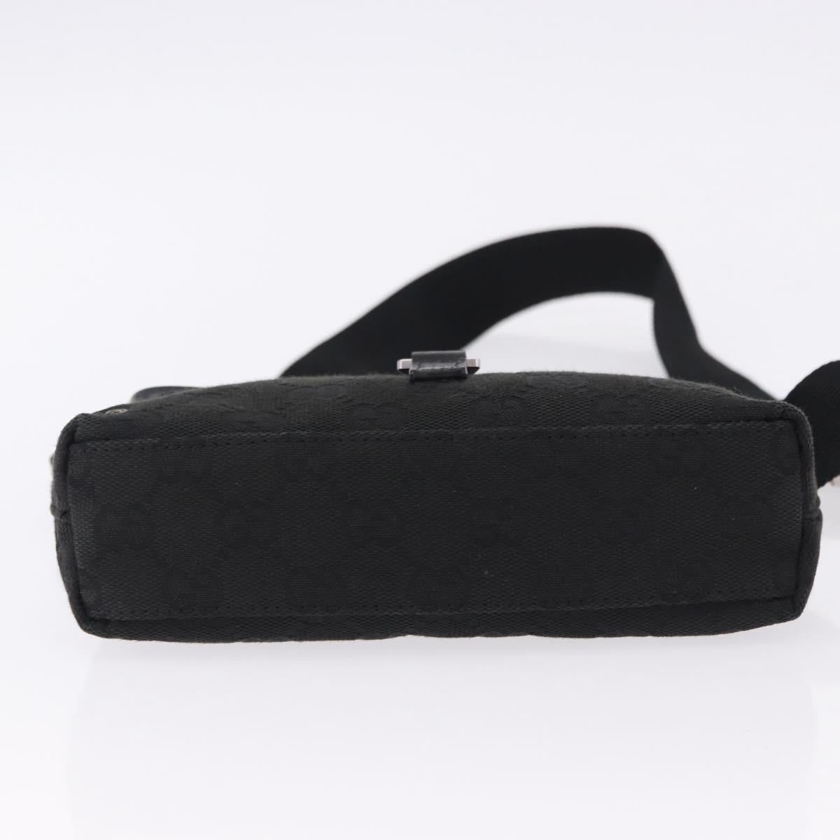 GUCCI GG Canvas Waist Bag Black Silver 92543 Auth 192704A