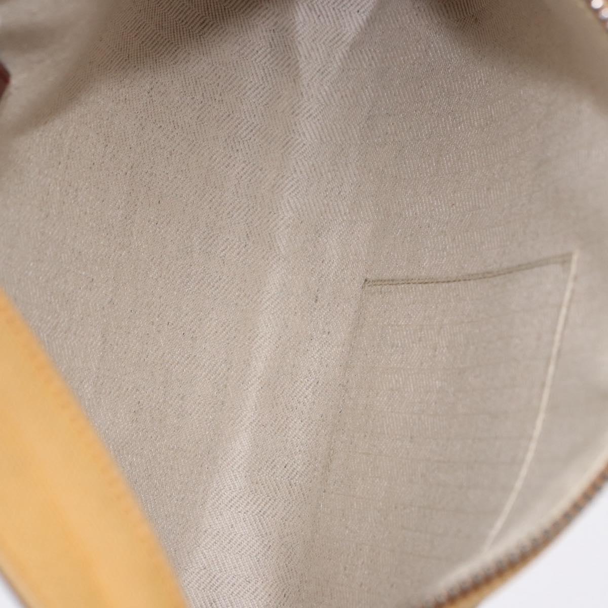 LOEWE Clutch Bag Canvas Brown Silver Auth 192707A