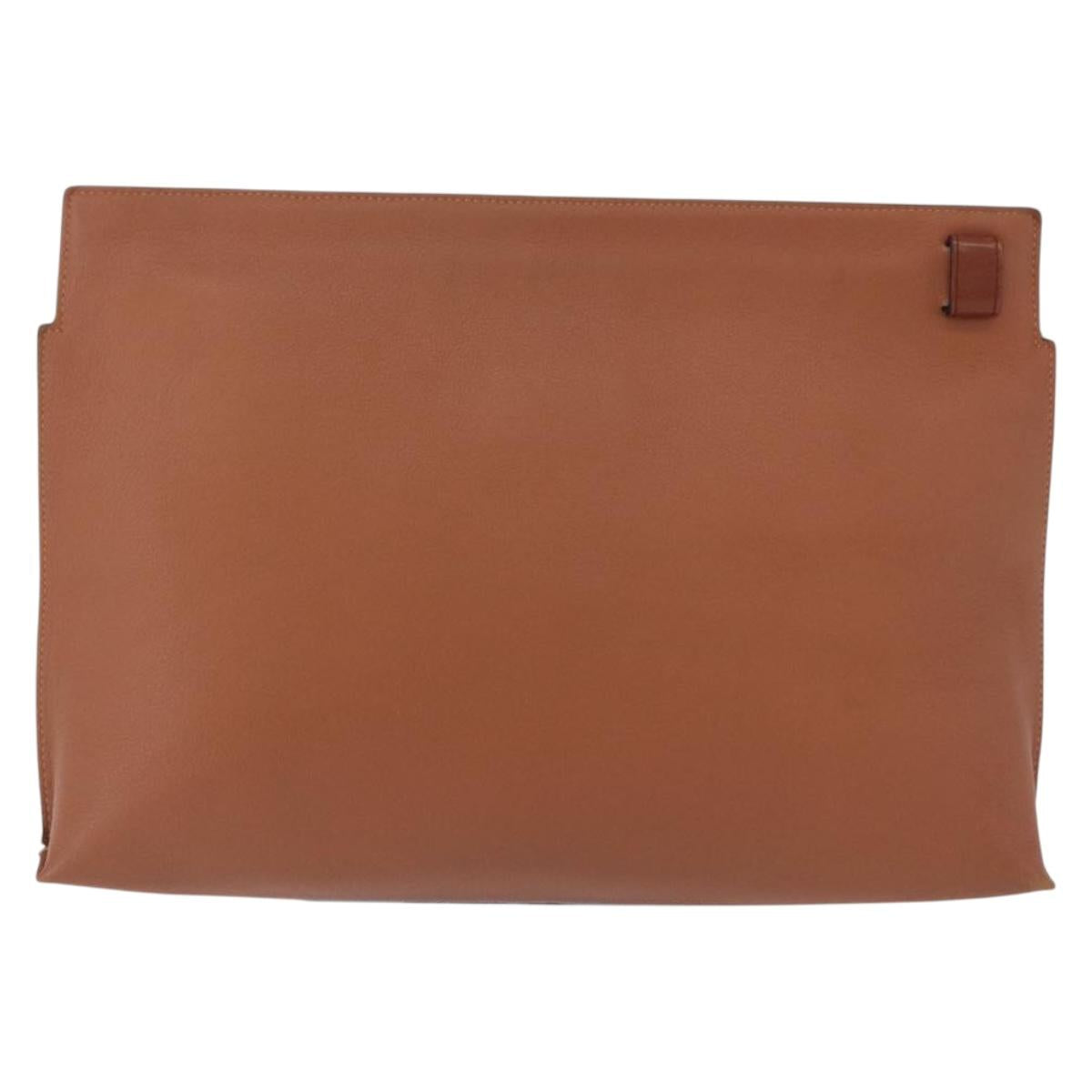 LOEWE Clutch Bag Canvas Brown Silver Auth 192707A