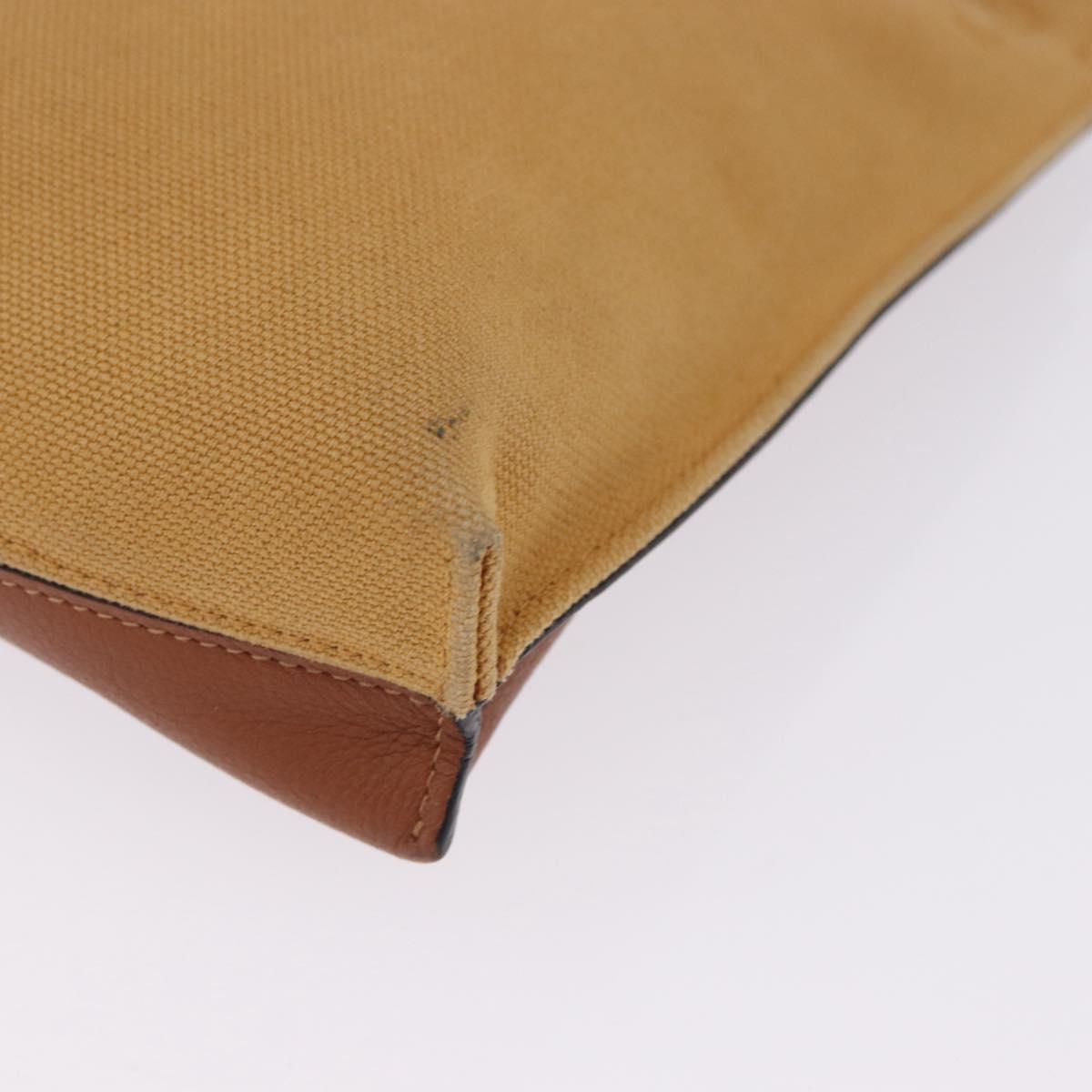 LOEWE Clutch Bag Canvas Brown Silver Auth 192707A