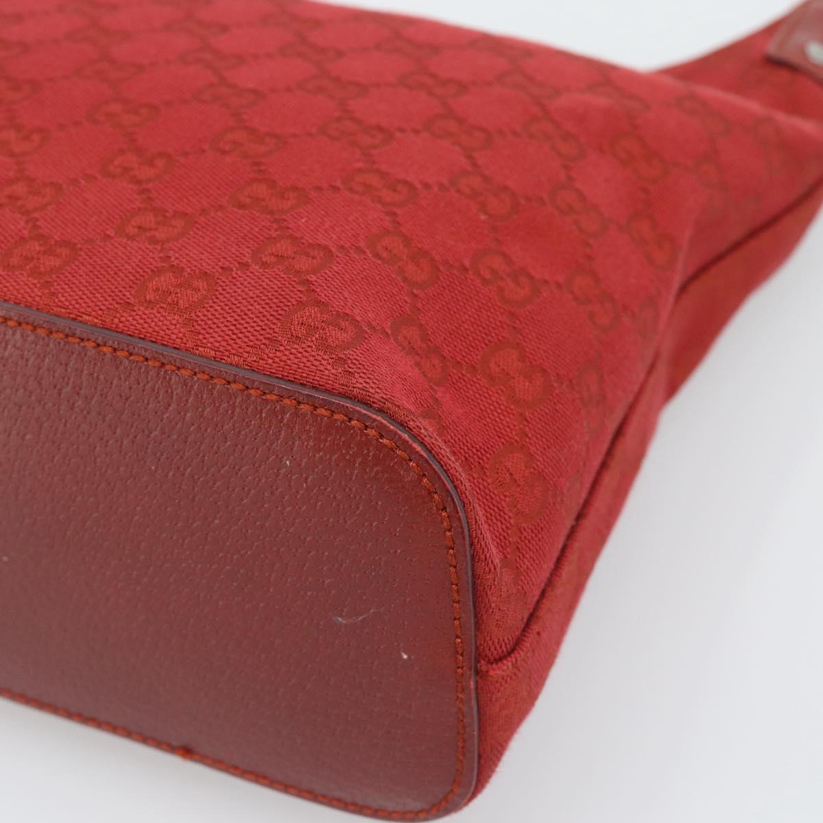 GUCCI GG Canvas Shoulder Bag Red Silver 115003 Auth 192709A