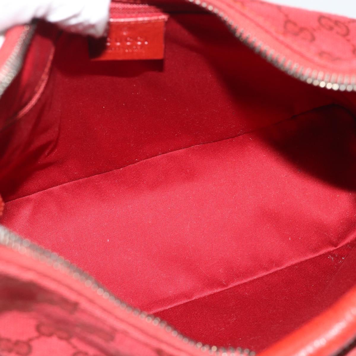 GUCCI GG Canvas Shoulder Bag Red Silver 115003 Auth 192709A