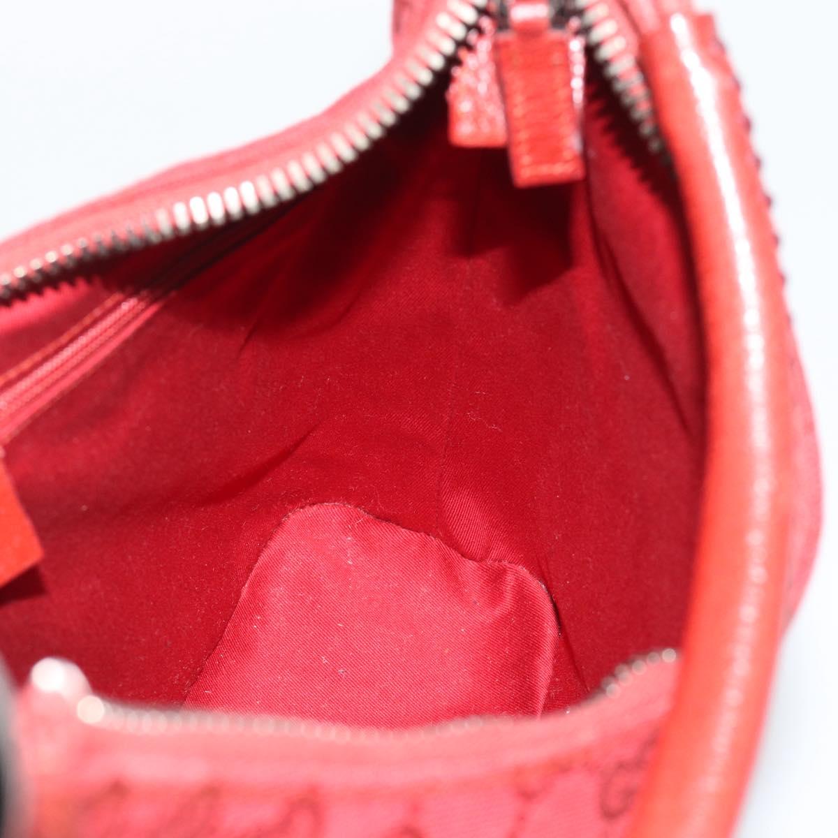 GUCCI GG Canvas Shoulder Bag Red Silver 115003 Auth 192709A
