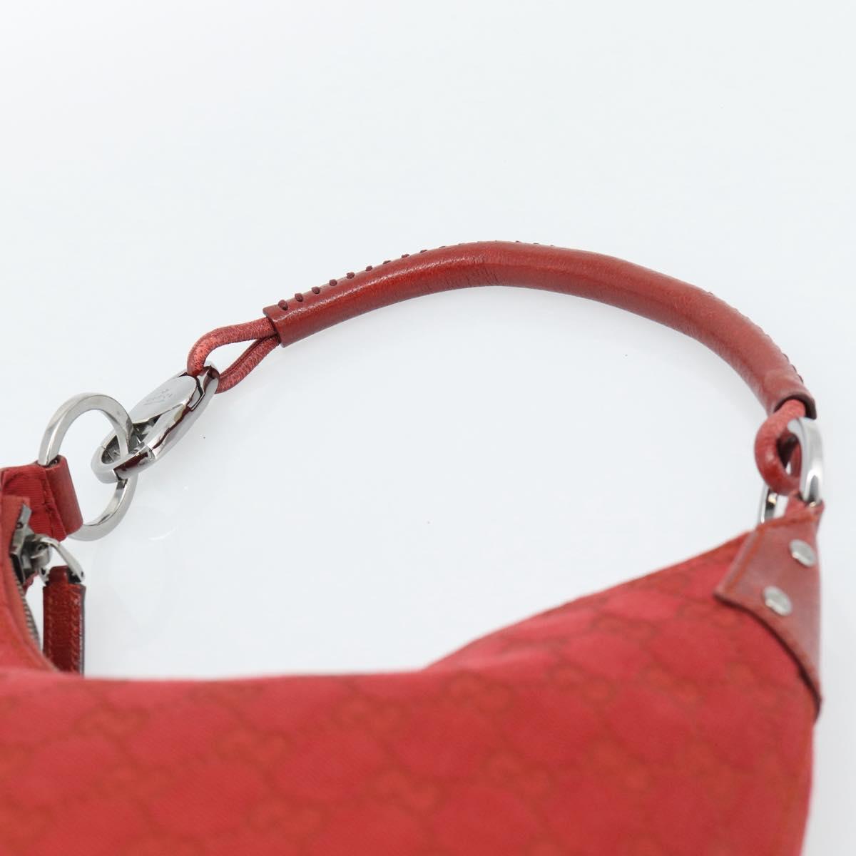 GUCCI GG Canvas Shoulder Bag Red Silver 115003 Auth 192709A