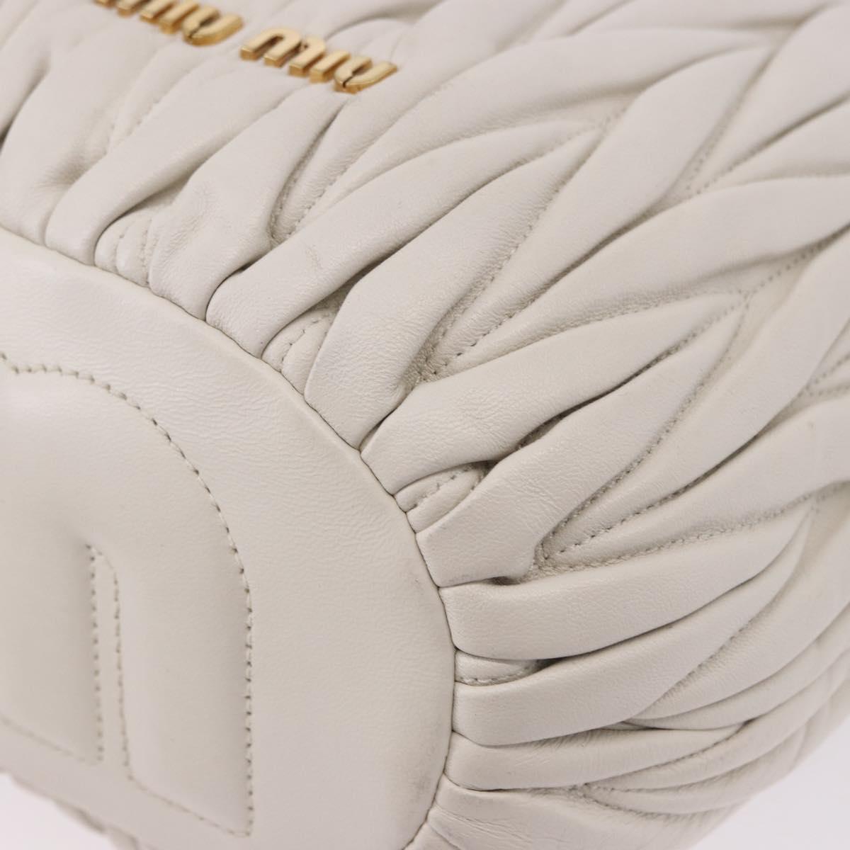 Miu Miu Matelasse Shoulder Bag Leather White Gold Tone Auth 192710A