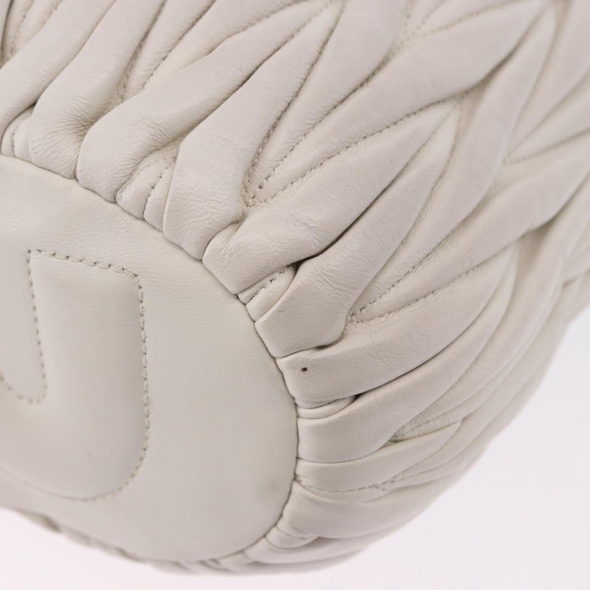 Miu Miu Matelasse Shoulder Bag Leather White Gold Tone Auth 192710A