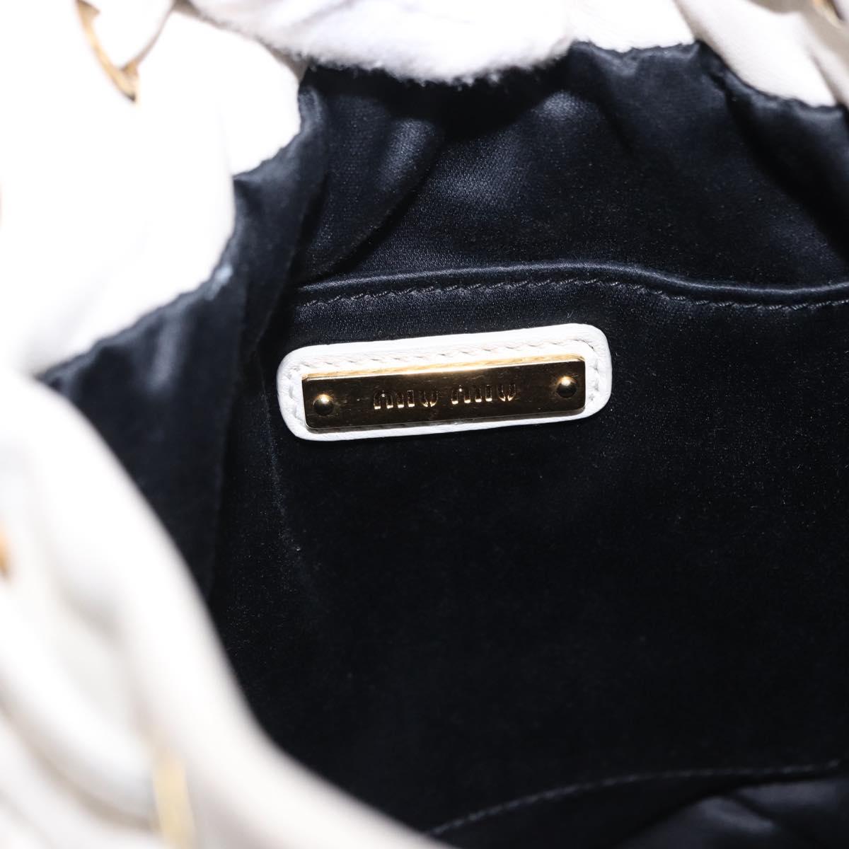 Miu Miu Matelasse Shoulder Bag Leather White Gold Tone Auth 192710A
