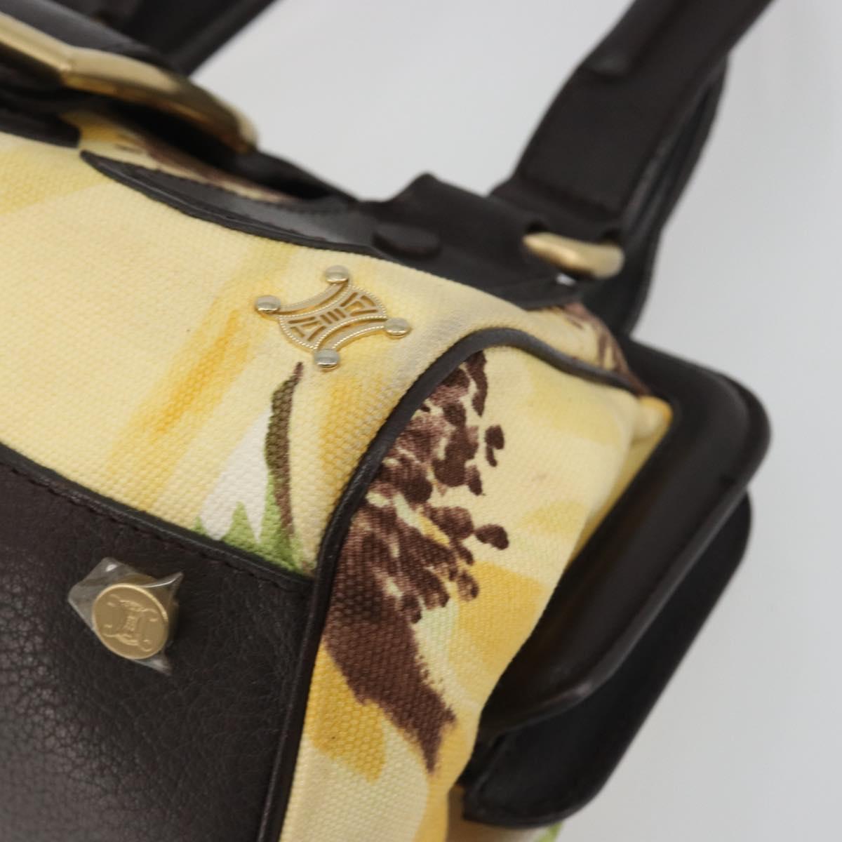 CELINE Hand Bag Canvas Yellow Gold Tone Auth 192711A