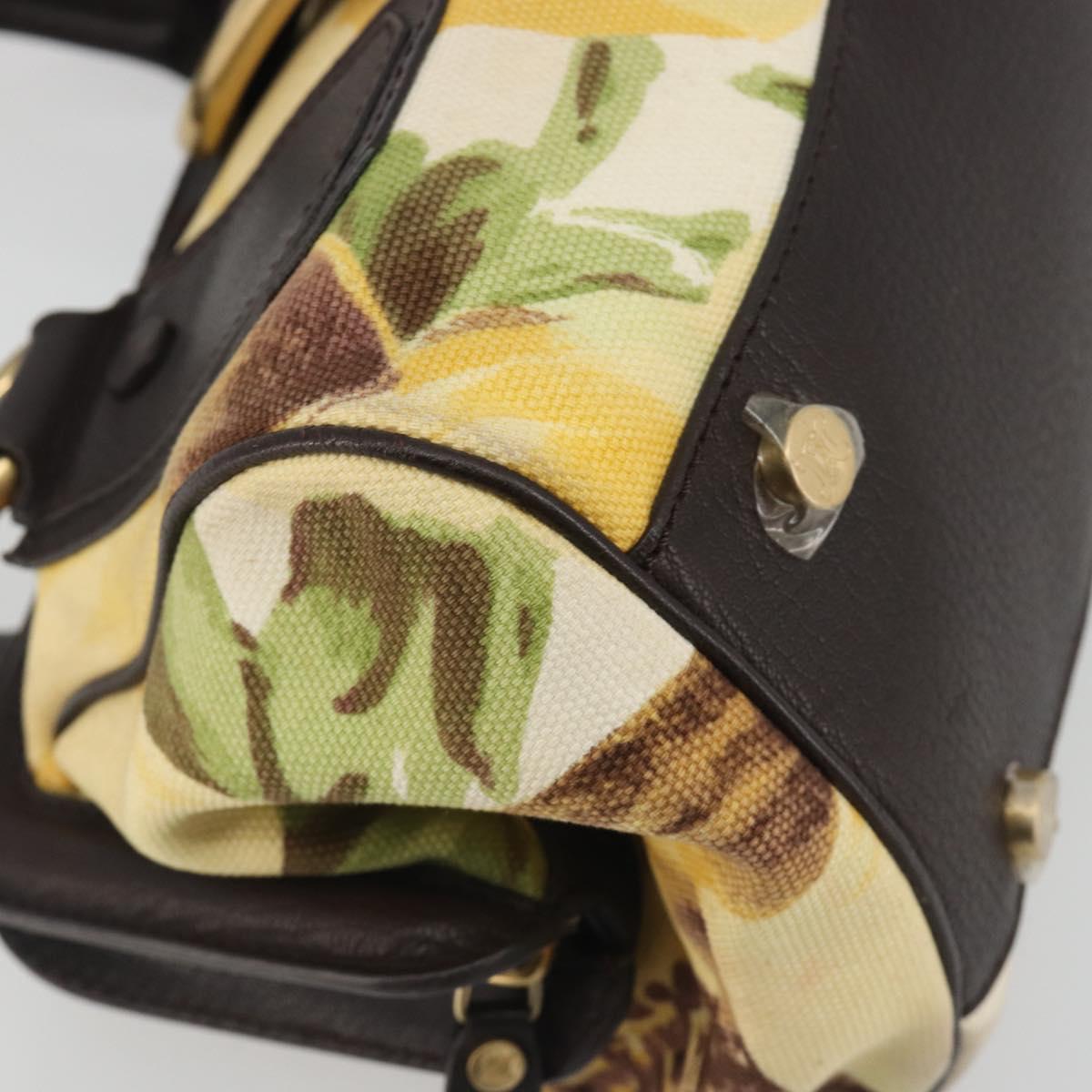 CELINE Hand Bag Canvas Yellow Gold Tone Auth 192711A