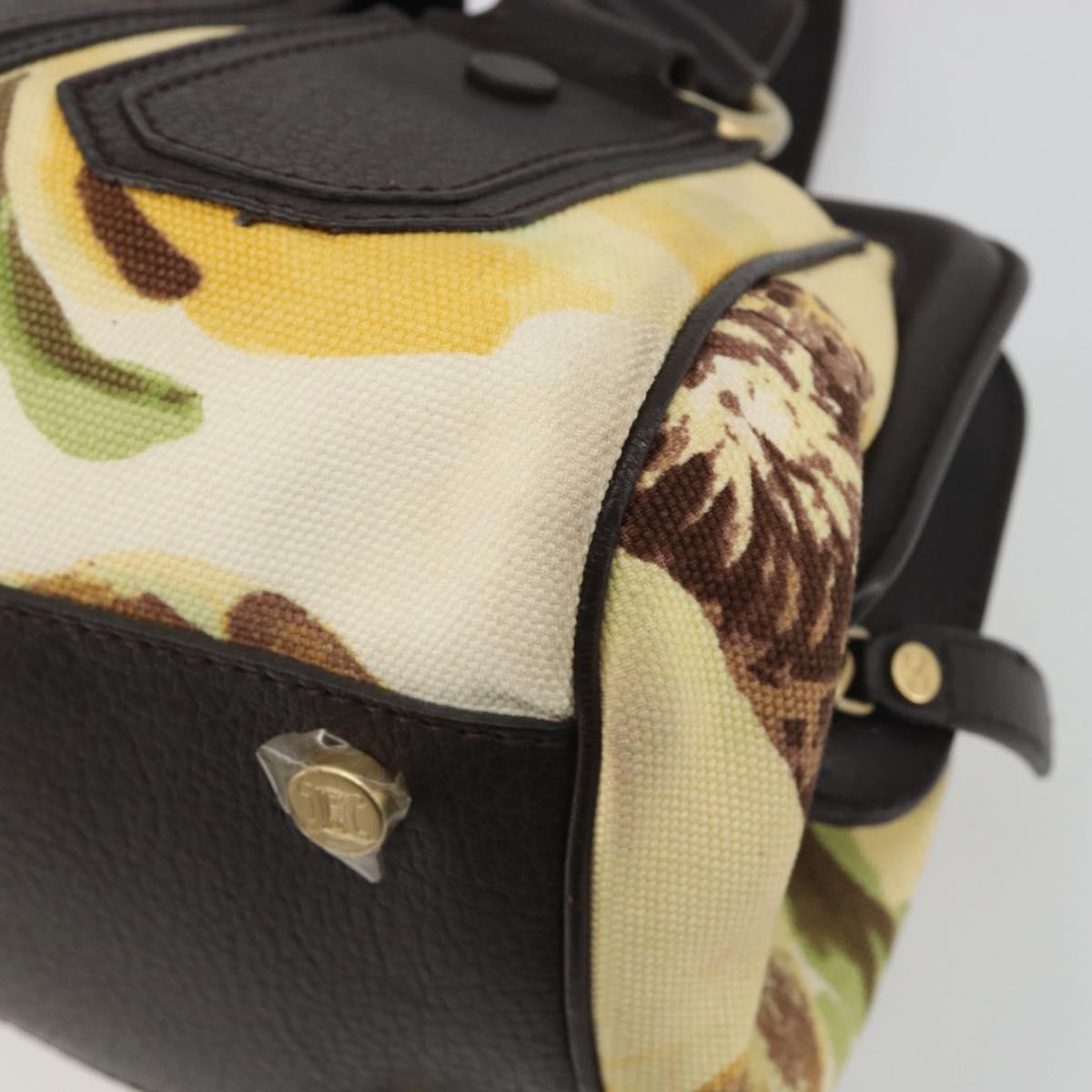 CELINE Hand Bag Canvas Yellow Gold Tone Auth 192711A