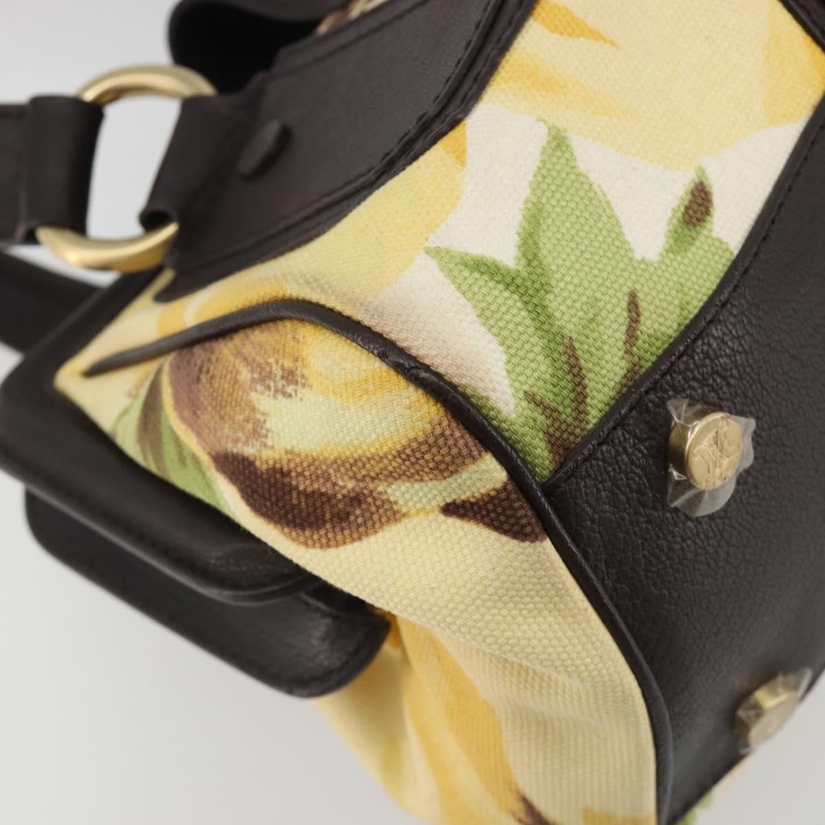 CELINE Hand Bag Canvas Yellow Gold Tone Auth 192711A
