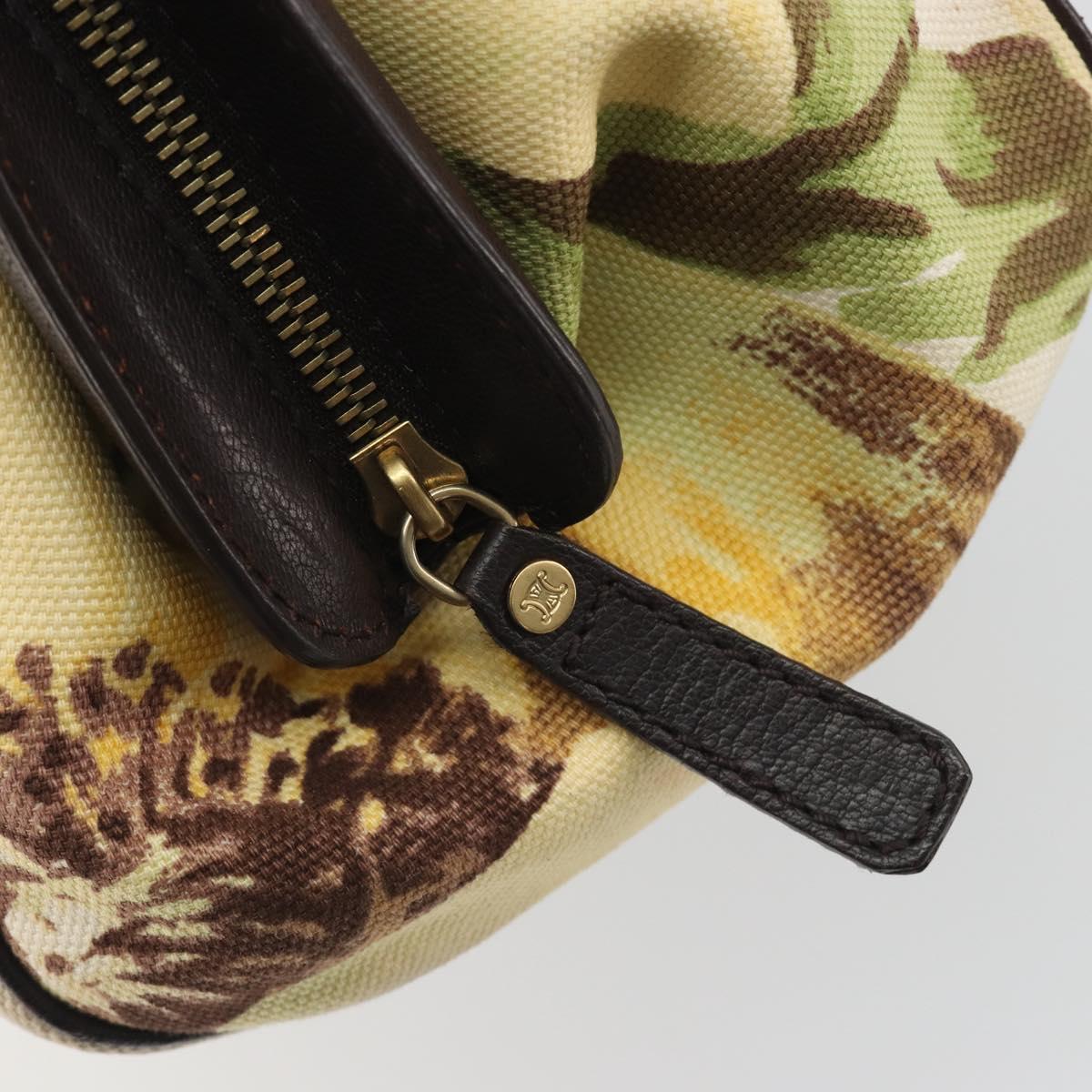 CELINE Hand Bag Canvas Yellow Gold Tone Auth 192711A