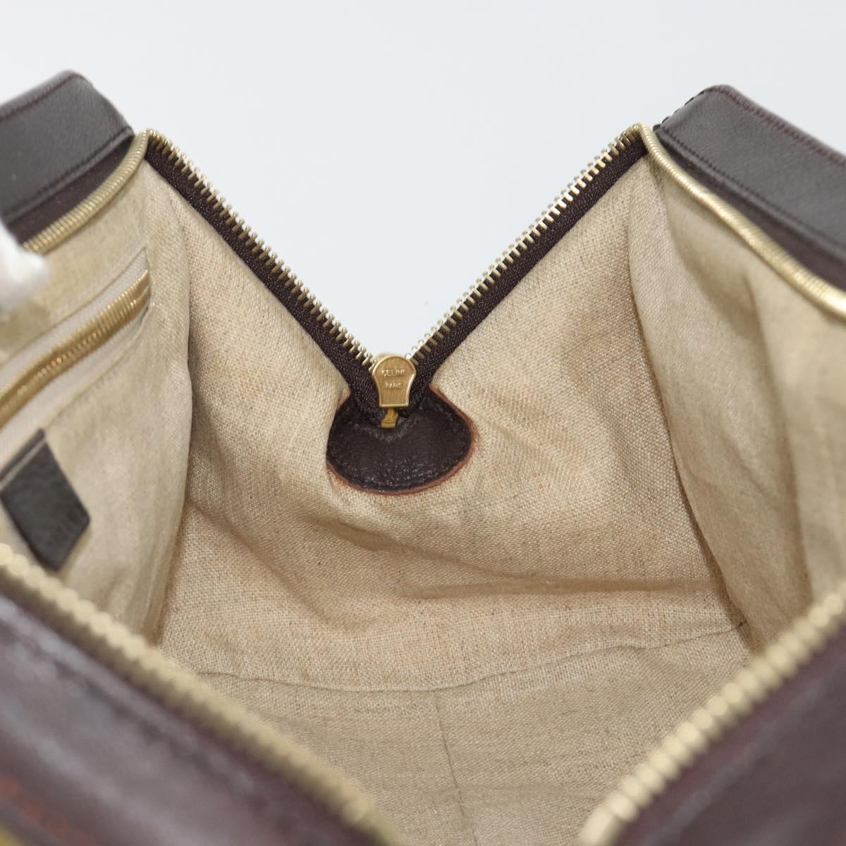 CELINE Hand Bag Canvas Yellow Gold Tone Auth 192711A