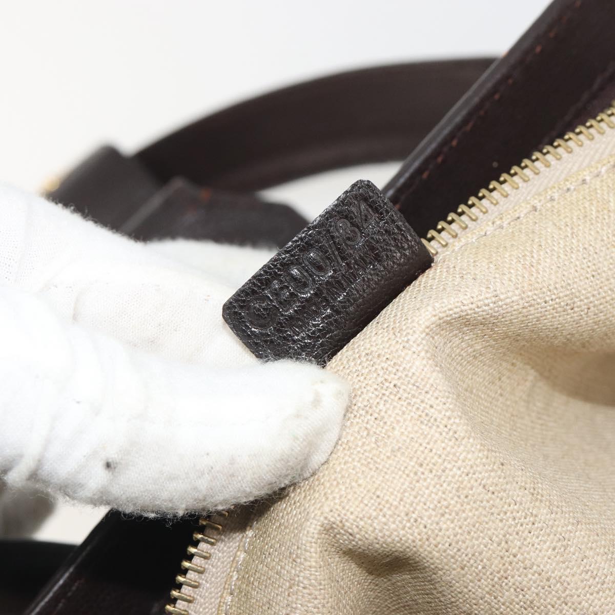 CELINE Hand Bag Canvas Yellow Gold Tone Auth 192711A