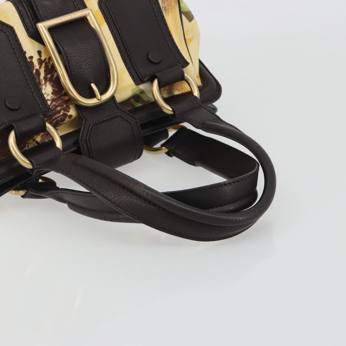 CELINE Hand Bag Canvas Yellow Gold Tone Auth 192711A