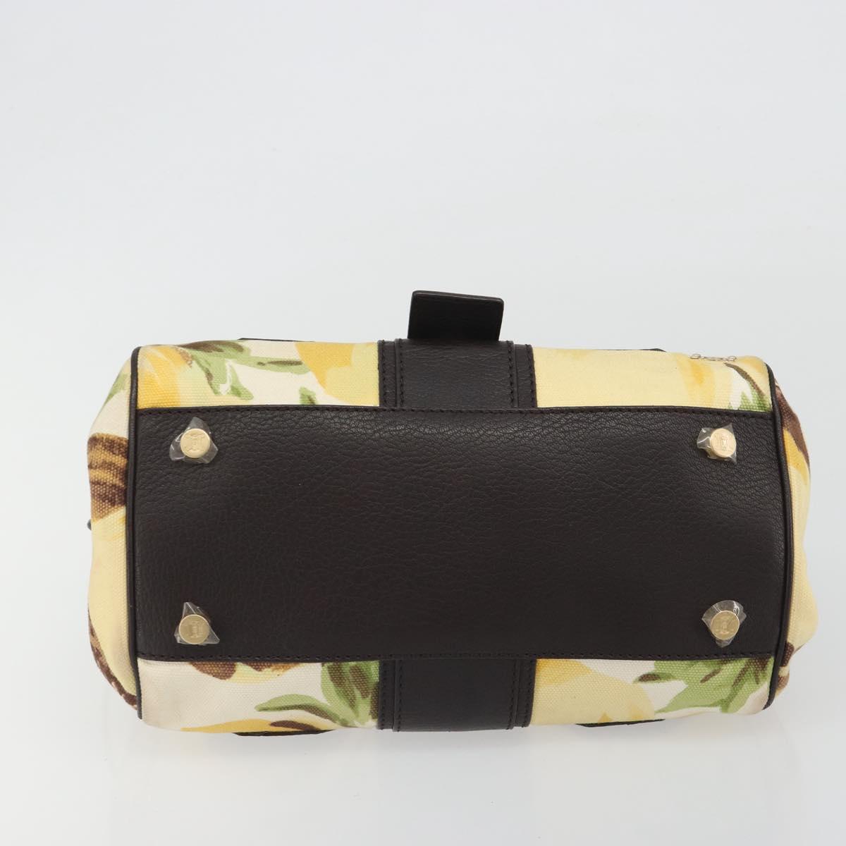 CELINE Hand Bag Canvas Yellow Gold Tone Auth 192711A