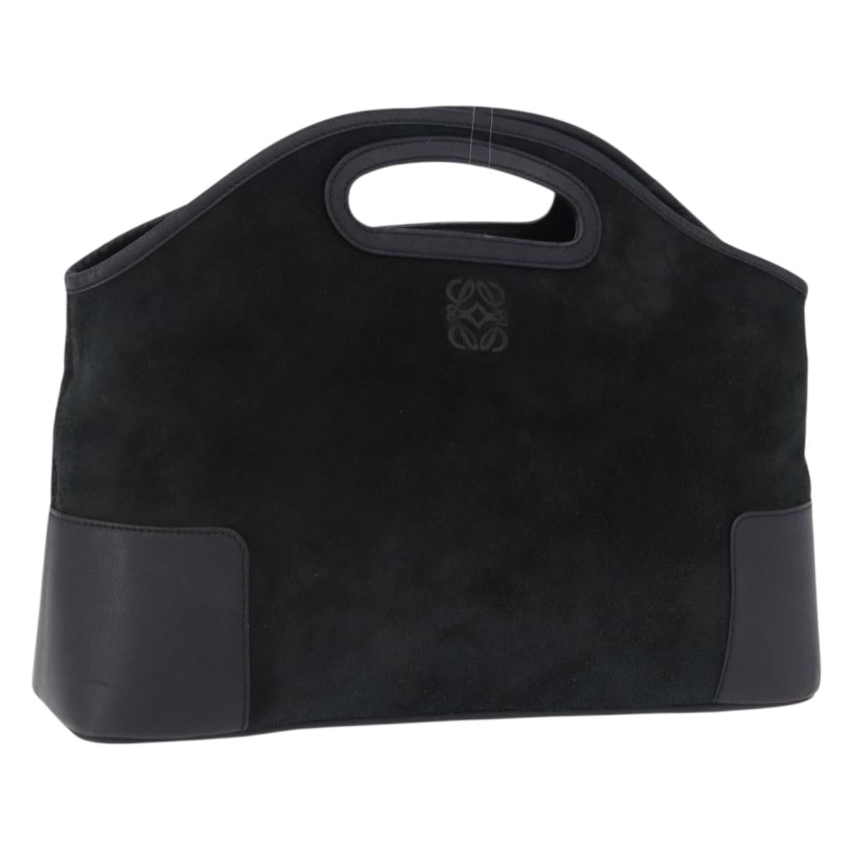 LOEWE Hand Bag Suede Black Auth 192713A