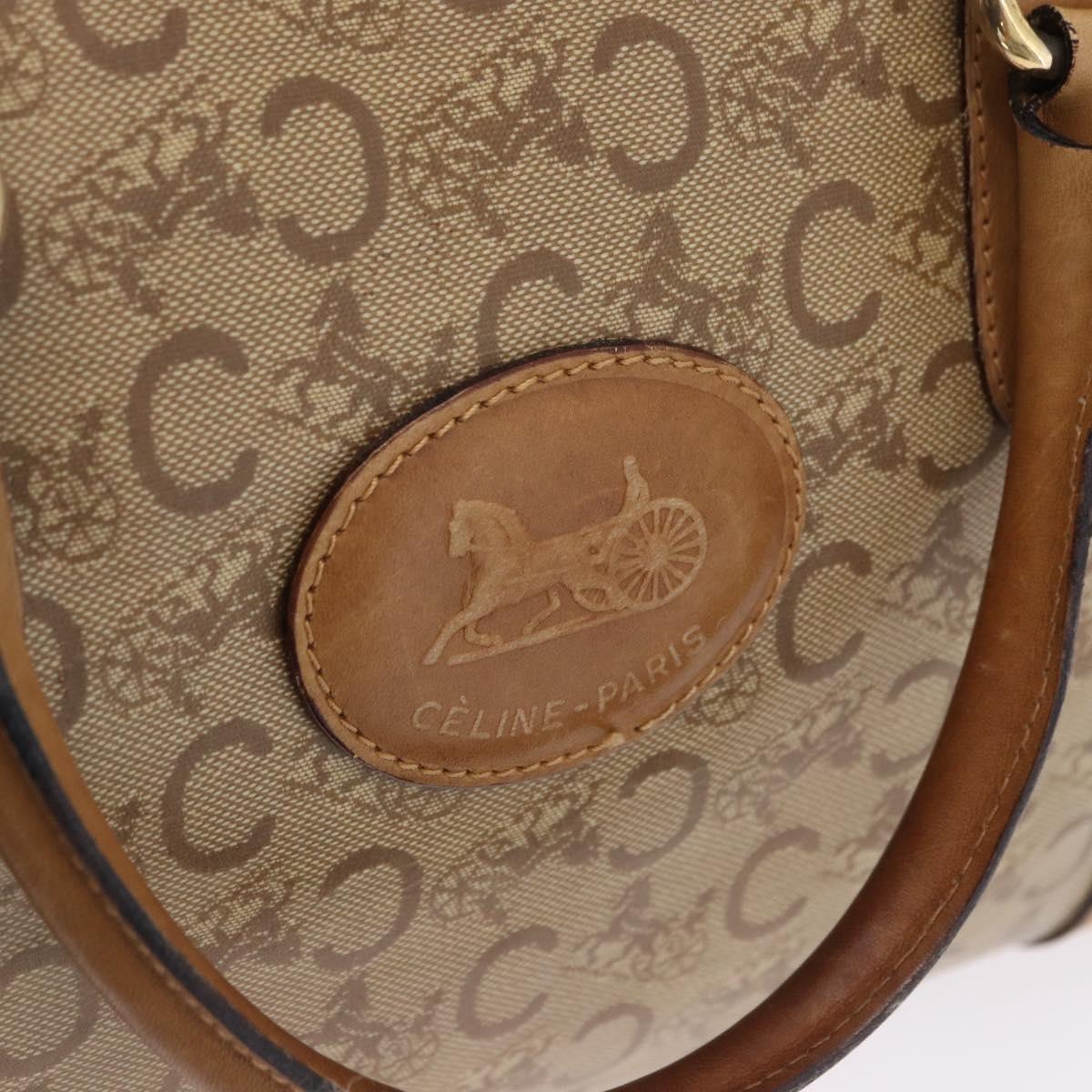 CELINE C Saluki Boston Bag PVC Leather Beige Gold Tone Auth 192714