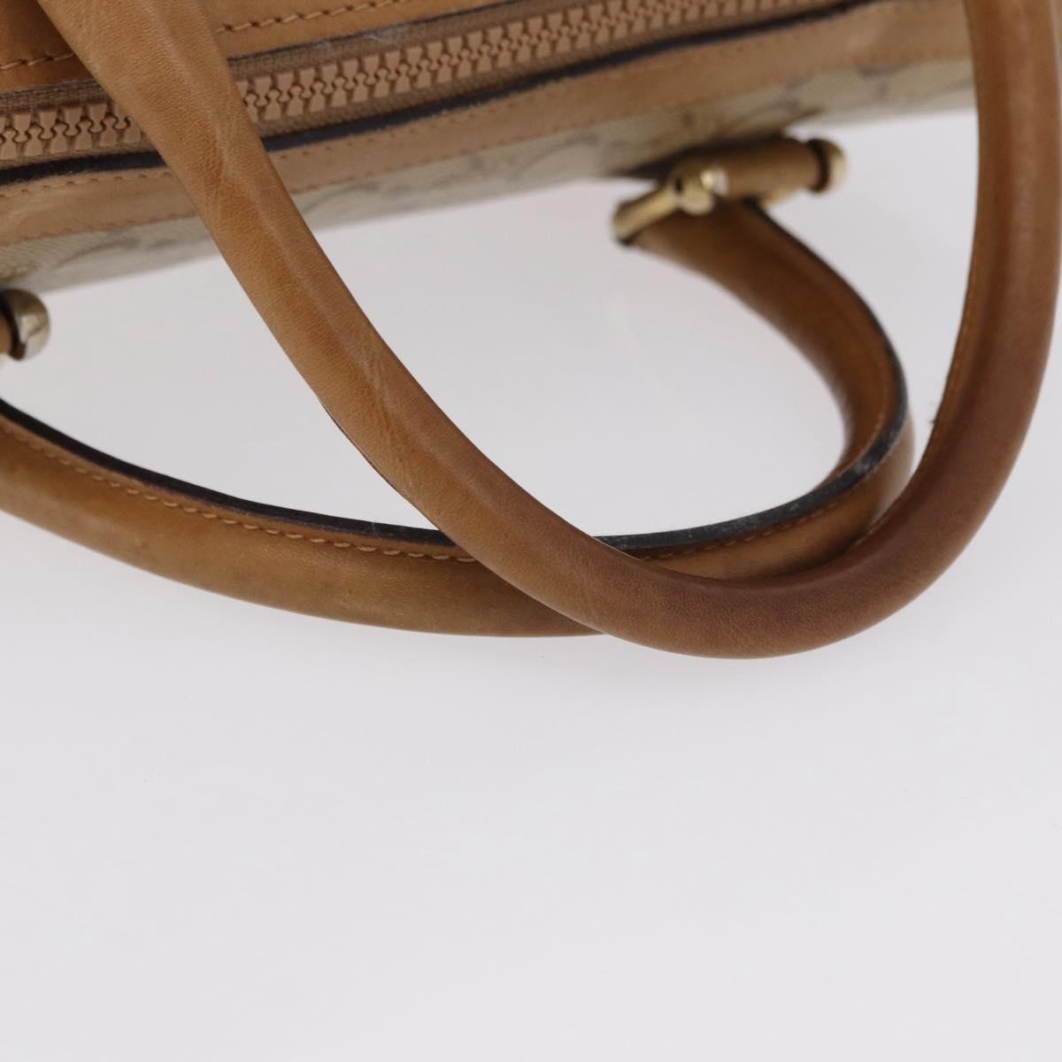 CELINE C Saluki Boston Bag PVC Leather Beige Gold Tone Auth 192714