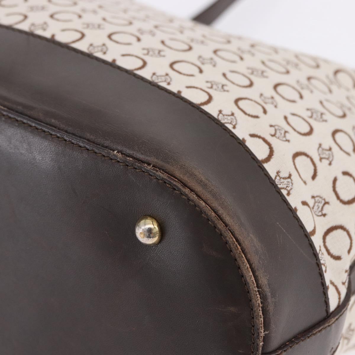 CELINE C Macadam Tote Bag Canvas Ivory Brown Auth 192715