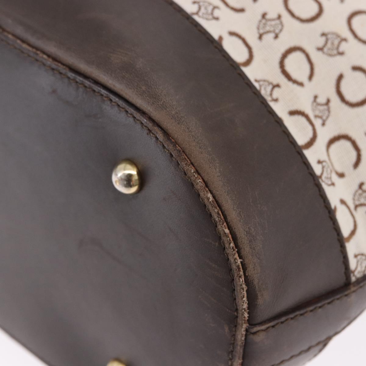 CELINE C Macadam Tote Bag Canvas Ivory Brown Auth 192715