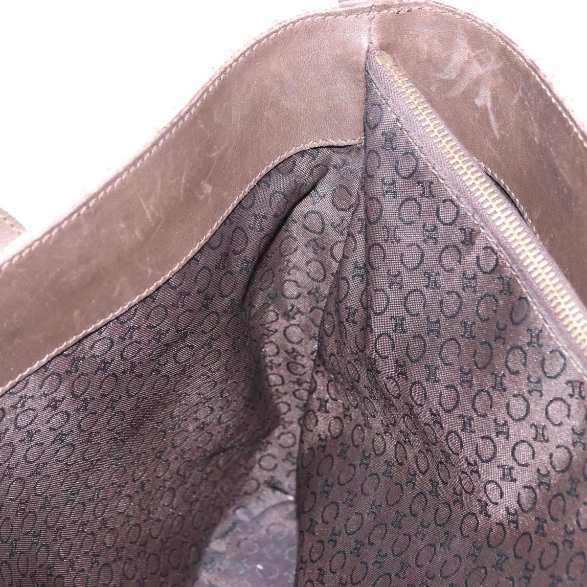 CELINE C Macadam Tote Bag Canvas Ivory Brown Auth 192715