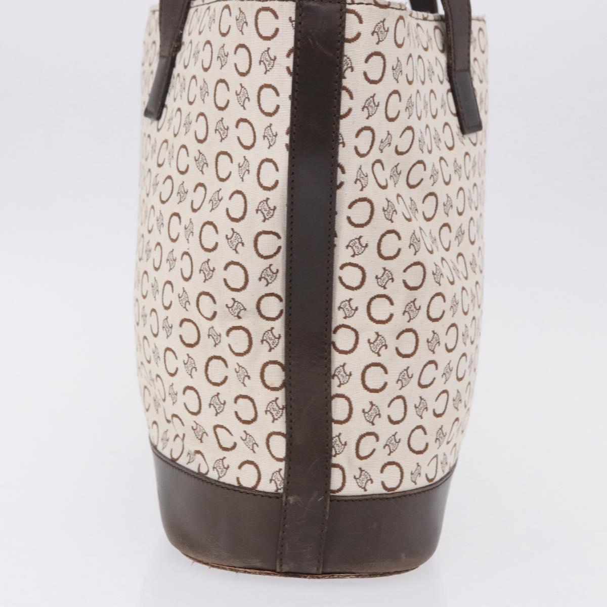 CELINE C Macadam Tote Bag Canvas Ivory Brown Auth 192715
