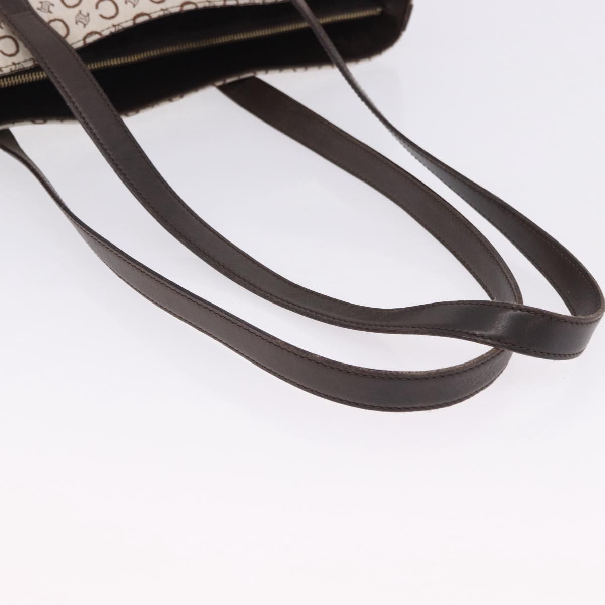 CELINE C Macadam Tote Bag Canvas Ivory Brown Auth 192715