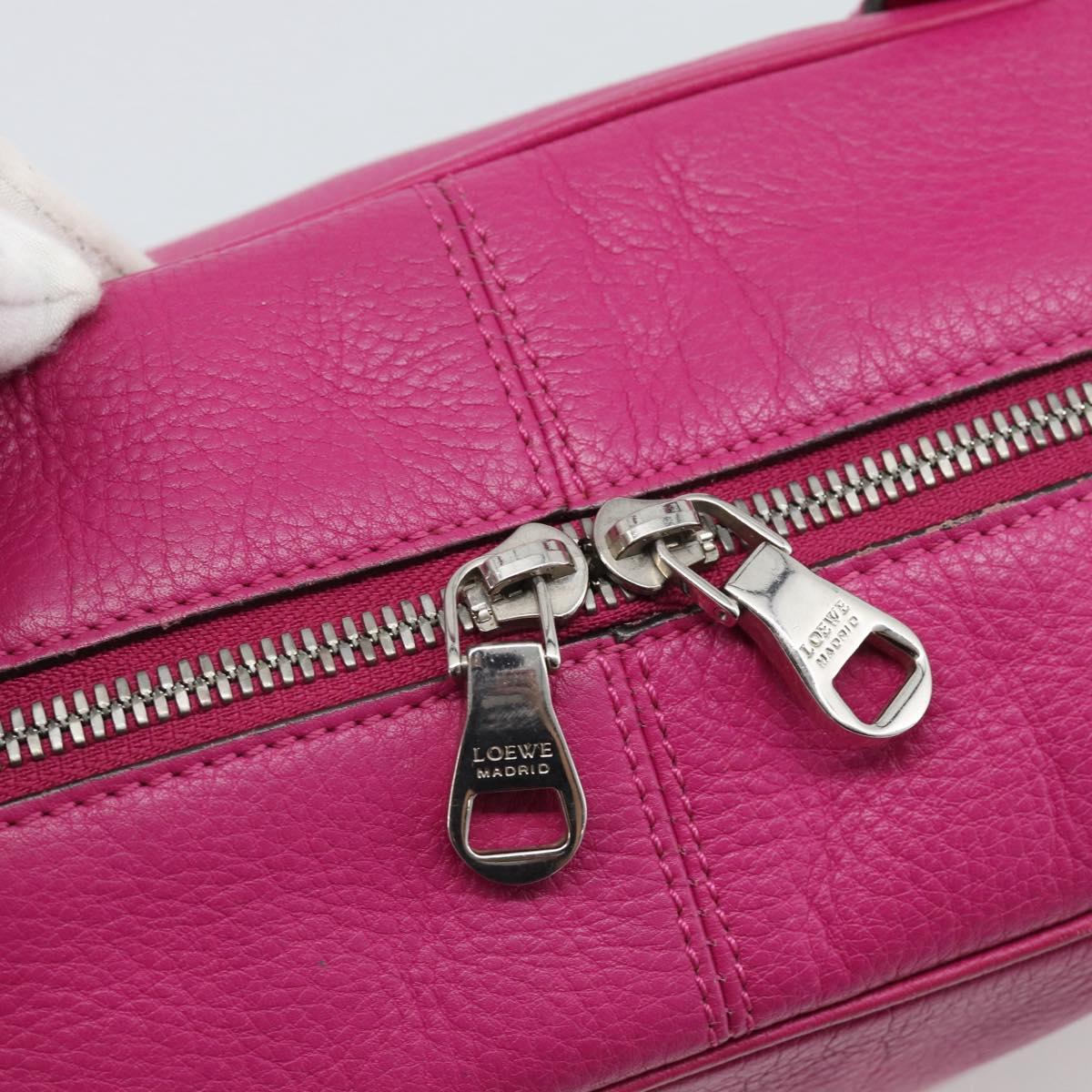 LOEWE Heritage Hand Bag Leather Pink Silver Auth 192717