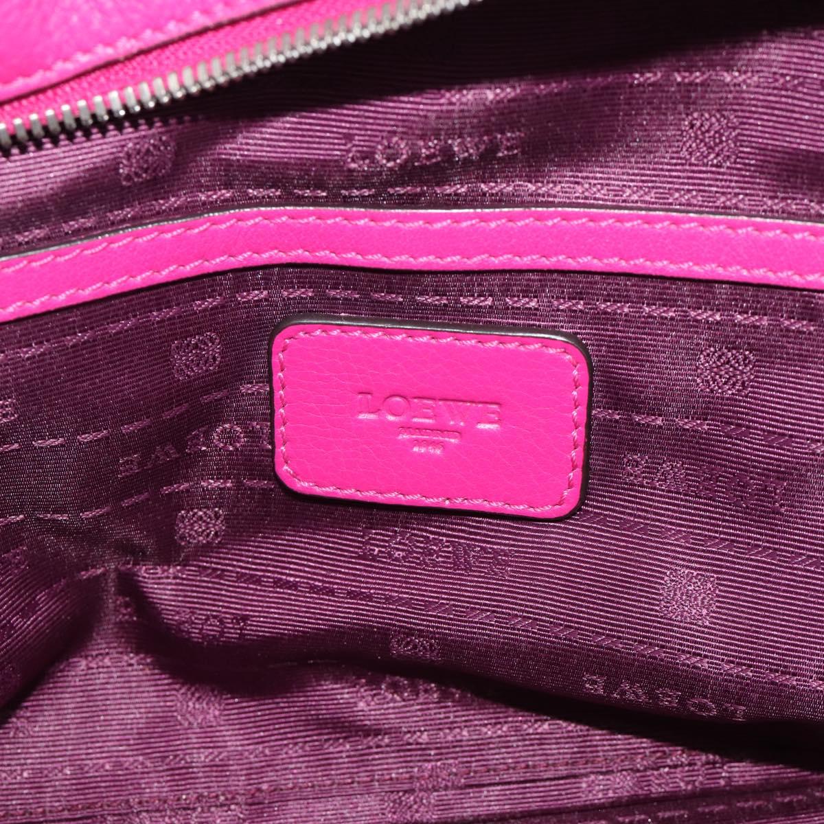 LOEWE Heritage Hand Bag Leather Pink Silver Auth 192717