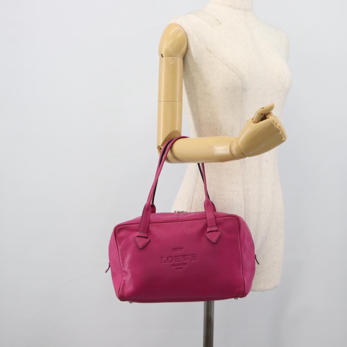 LOEWE Heritage Hand Bag Leather Pink Silver Auth 192717
