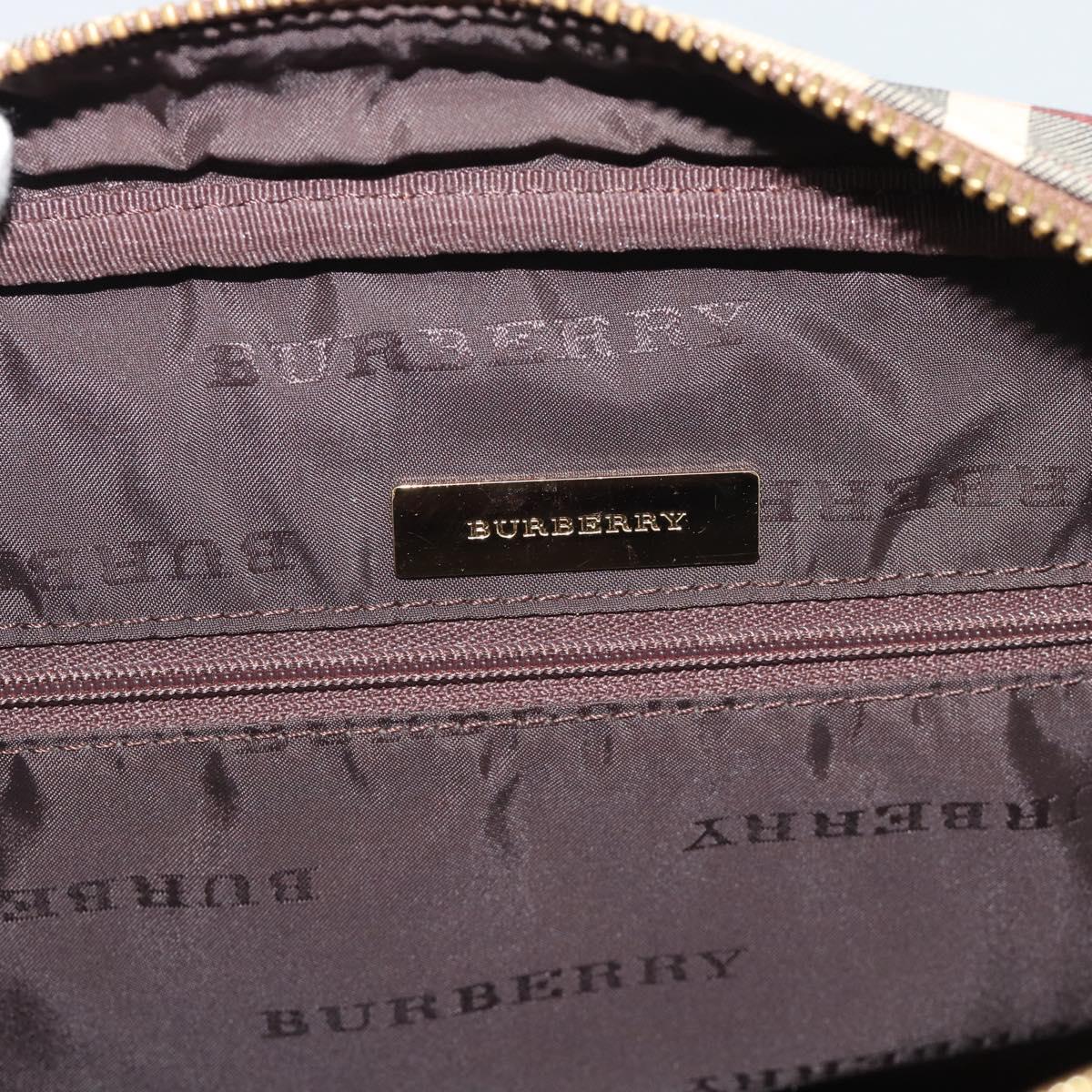 BURBERRY Nova Check Hand Bag Canvas Beige Gold Tone Auth 192718