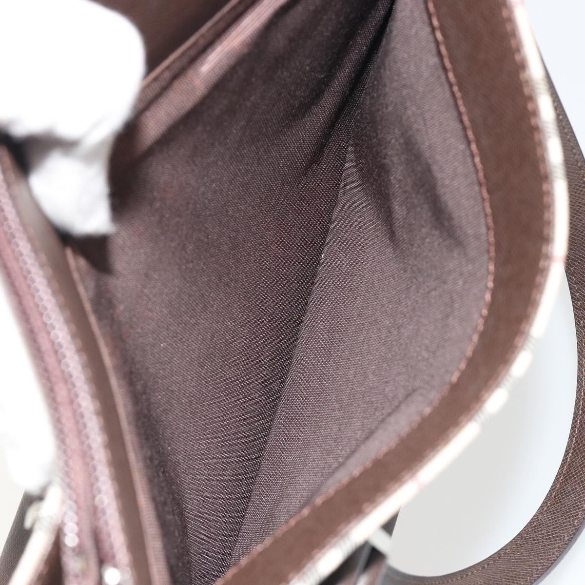 BURBERRY Nova Check Hand Bag Canvas Beige Silver Auth 192719V
