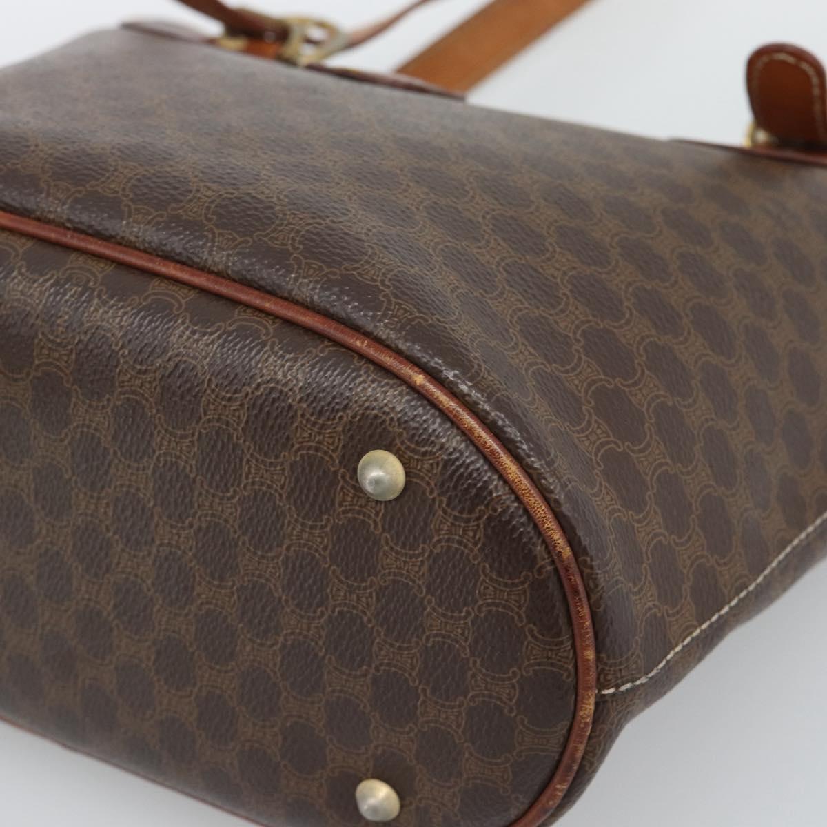CELINE Macadam Tote Bag PVC Leather Brown Gold Tone Auth 192720