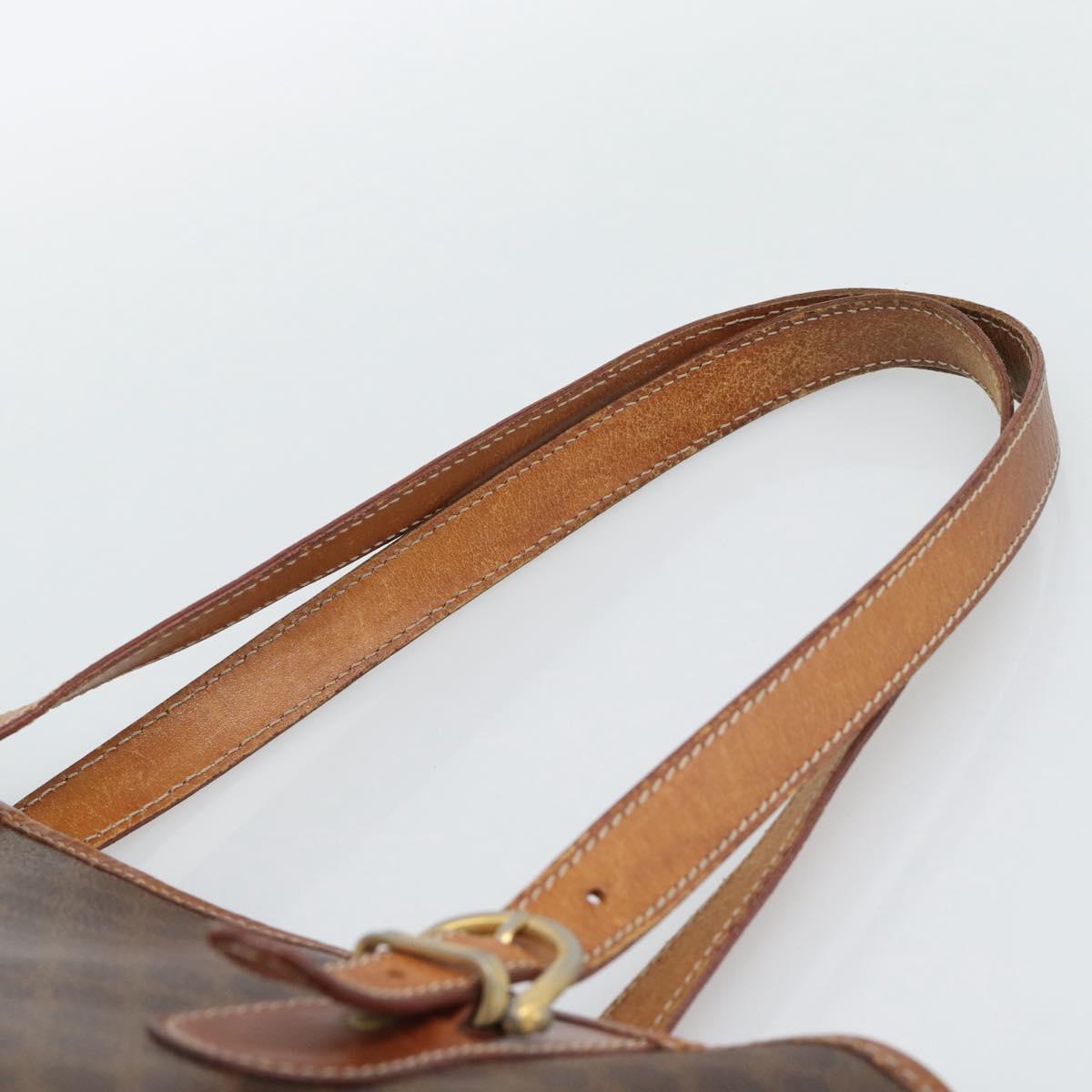 CELINE Macadam Tote Bag PVC Leather Brown Gold Tone Auth 192720