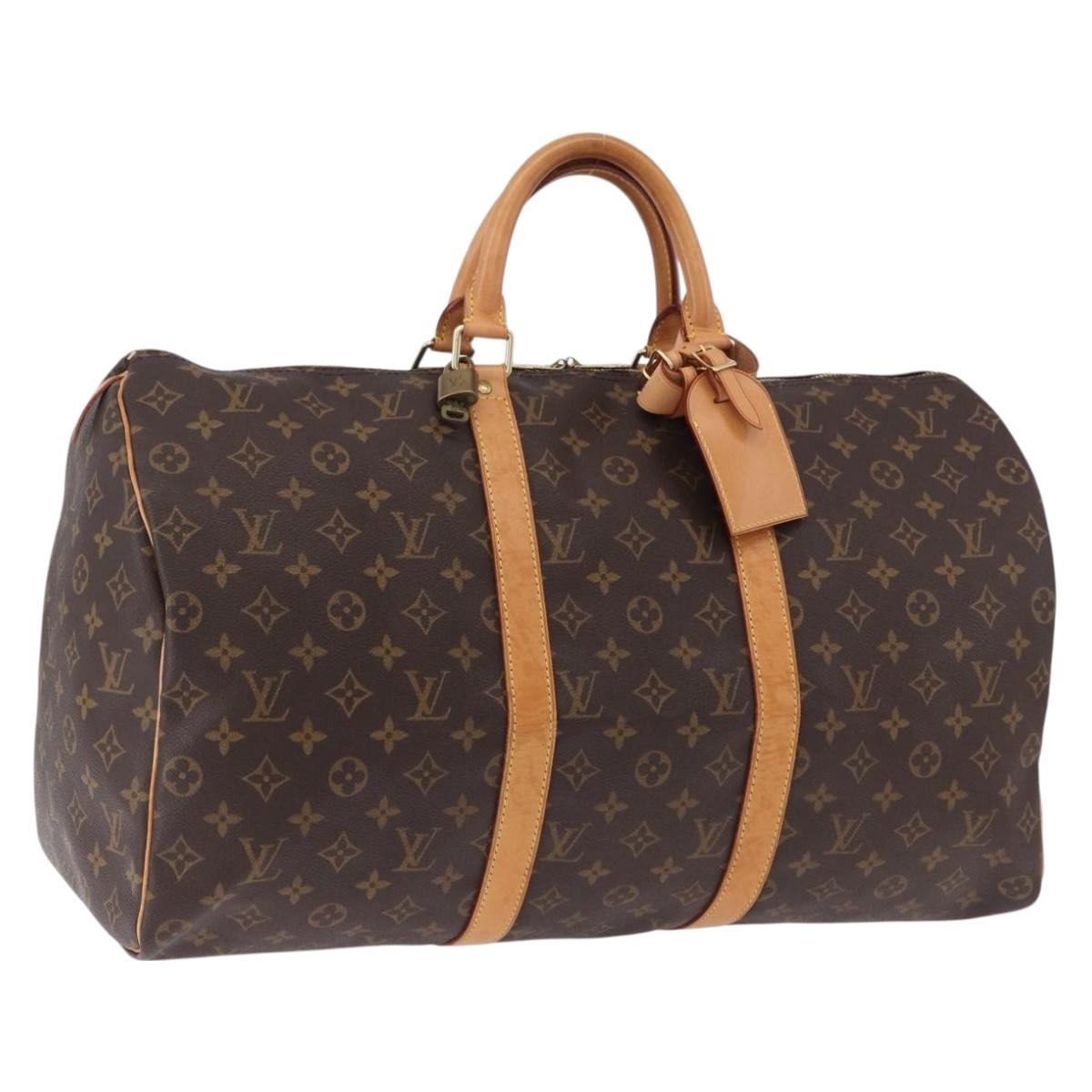 LOUIS VUITTON Monogram Keepall 50 Boston Bag M41426 LV Auth 192721V