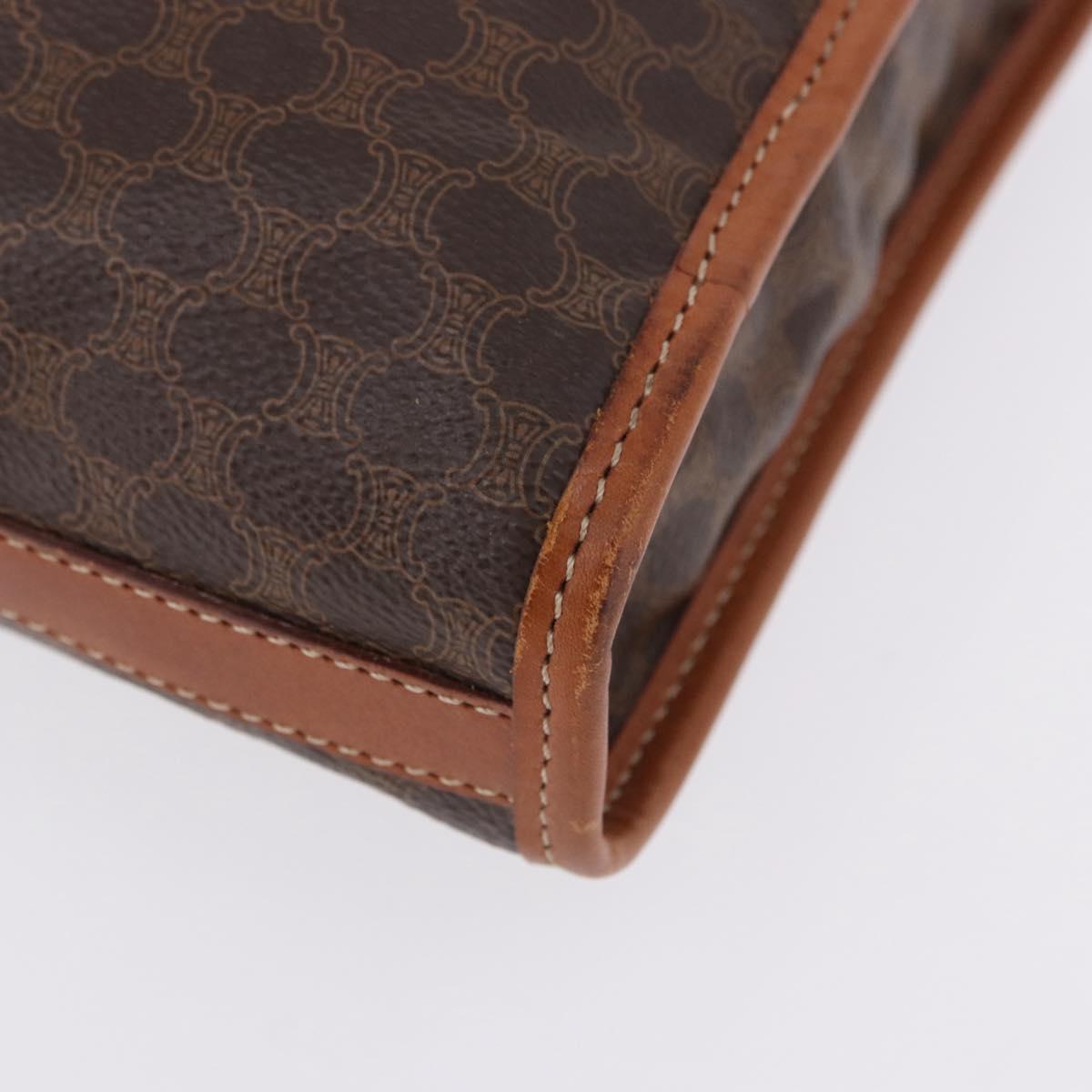 CELINE Macadam Clutch Bag PVC Leather Brown Gold Tone Auth 192724A