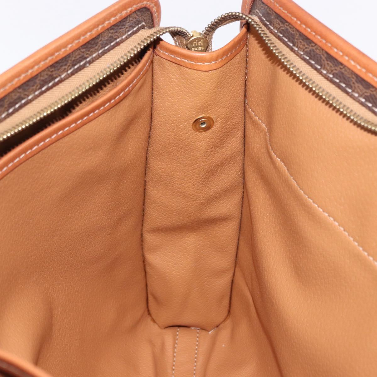 CELINE Macadam Clutch Bag PVC Leather Brown Gold Tone Auth 192724A